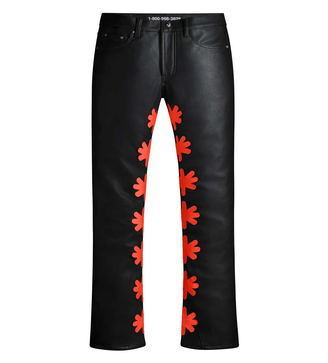 Red on Black Sun Logo Leather