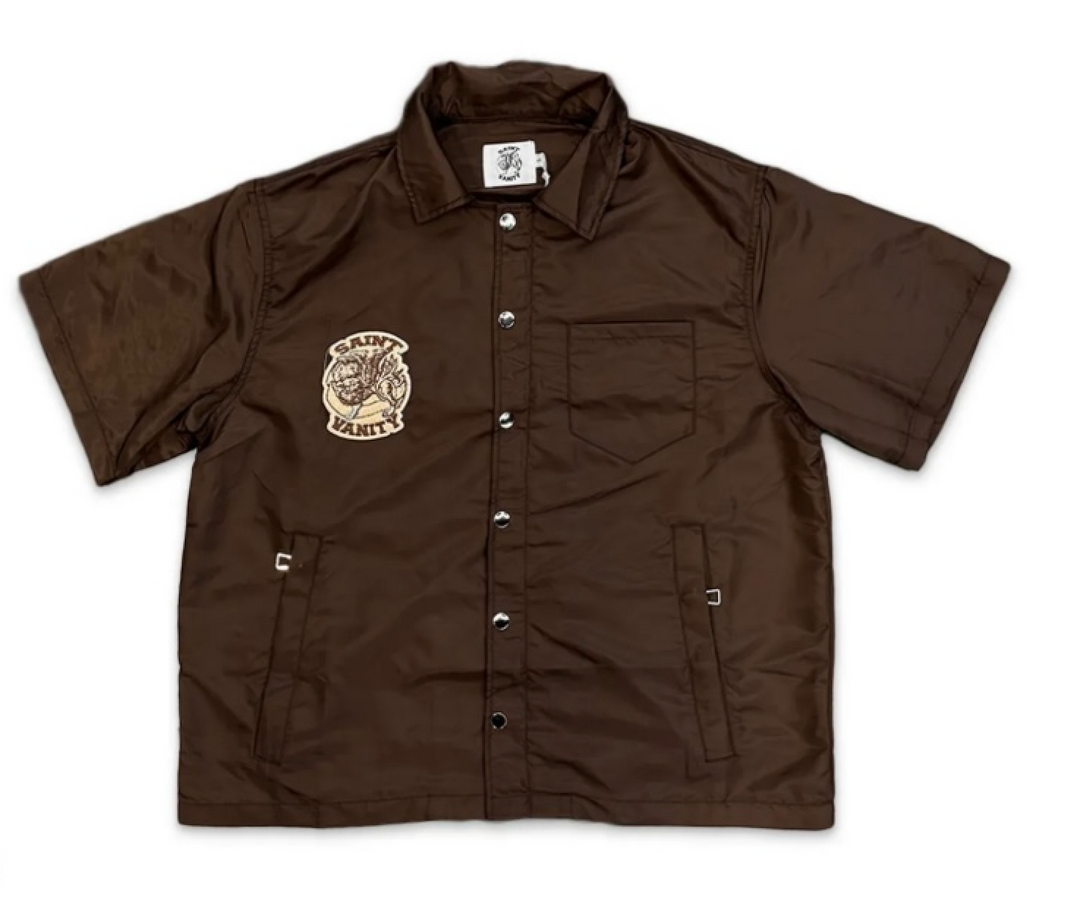 Brown Nylon Top button up