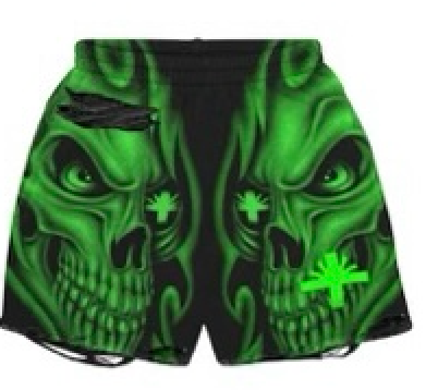 Ripped Skull Shorts Green