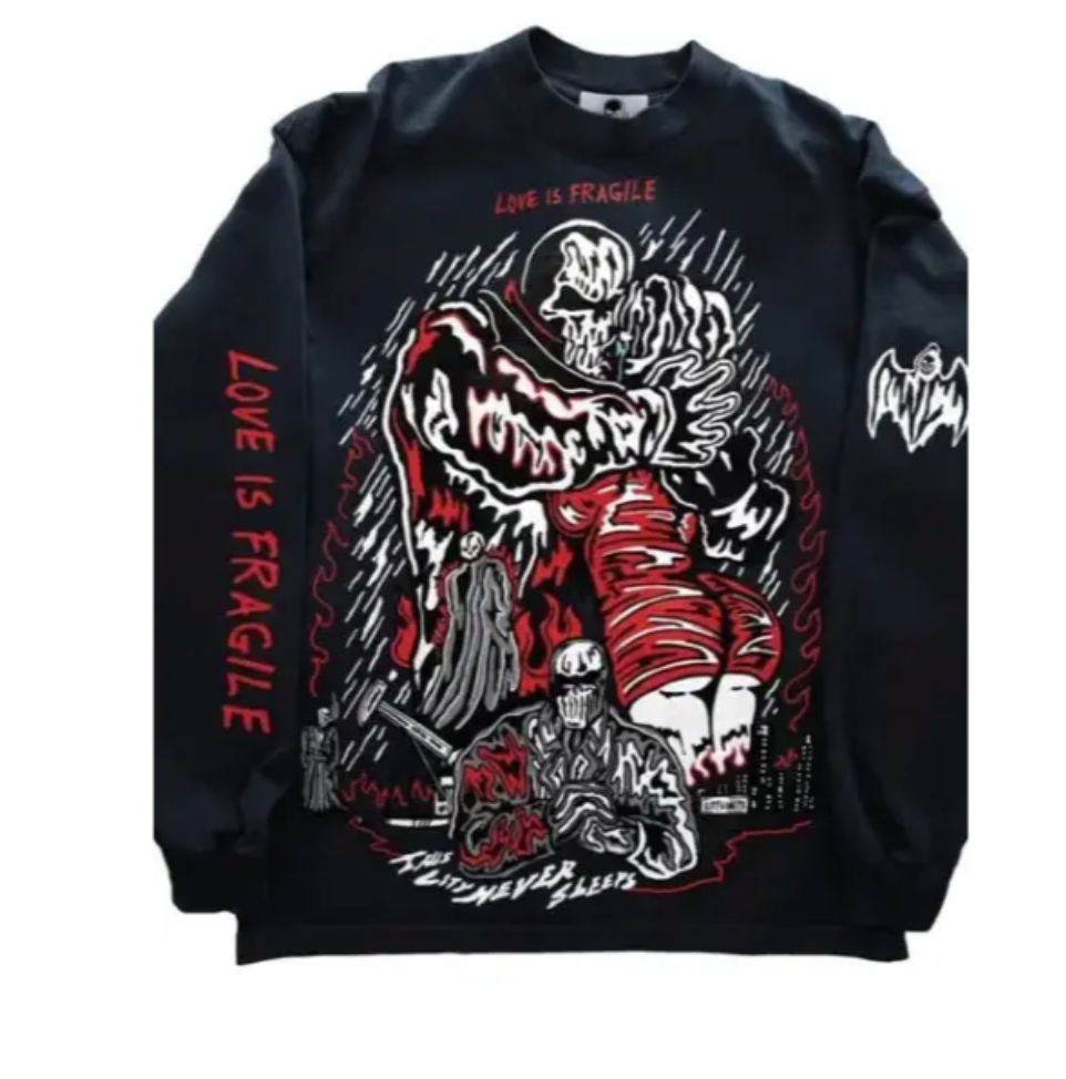 Love is fragile long sleeve t shirt black Warren Lotas