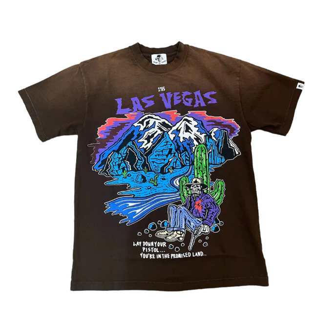 Promised land t shirt faded brown Warren Lotas