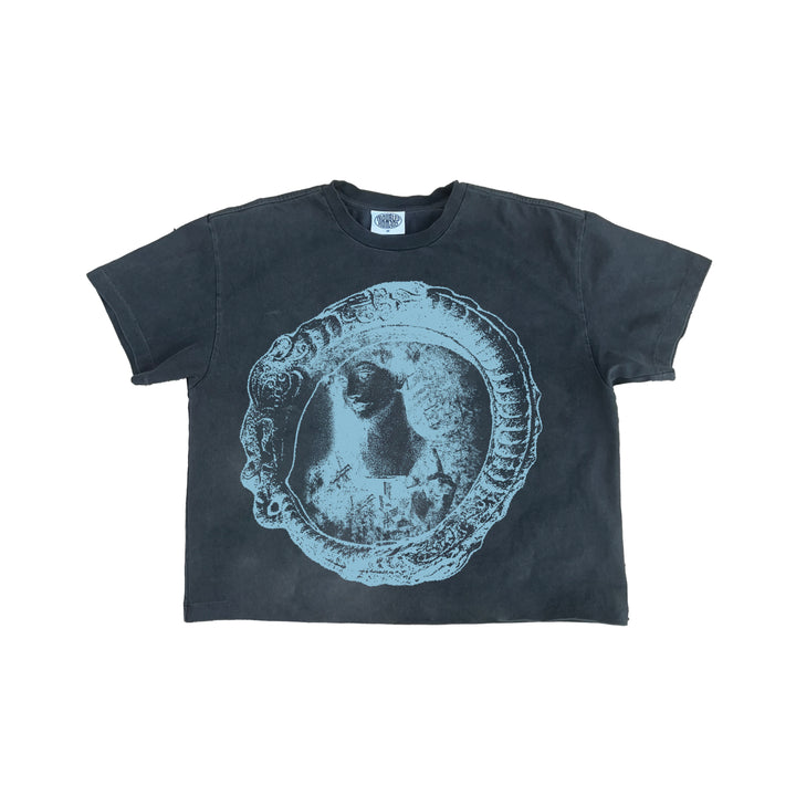 Lady in Blue Black T-shirt