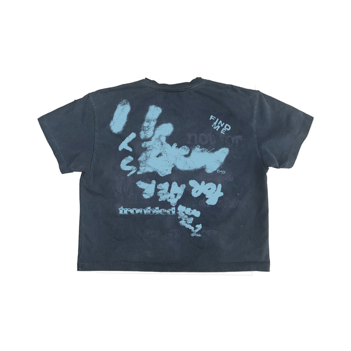 Lady in Blue Black T-shirt
